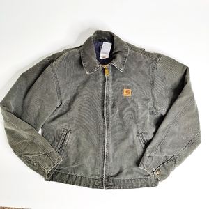 Carhartt Blanket Lined Canvas Duck Jacket Size Medium J146 MOS Green ‼️Read‼️